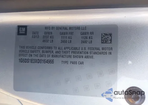 2013 Cadillac Cts Premium из США, поврежденный, VIN 1G6DS1E3XD0164966